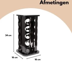 Pazzo Goods - Kruidenrek Staand - Kruidenrek Met Potjes - Zwart - RVS - Kruidenrek Draaibaar - 20 Kruidenpotjes - Inclusief Stickers & Stift - Kruiden Carrousel -Voedselopslag Winkel 1200x1144 3