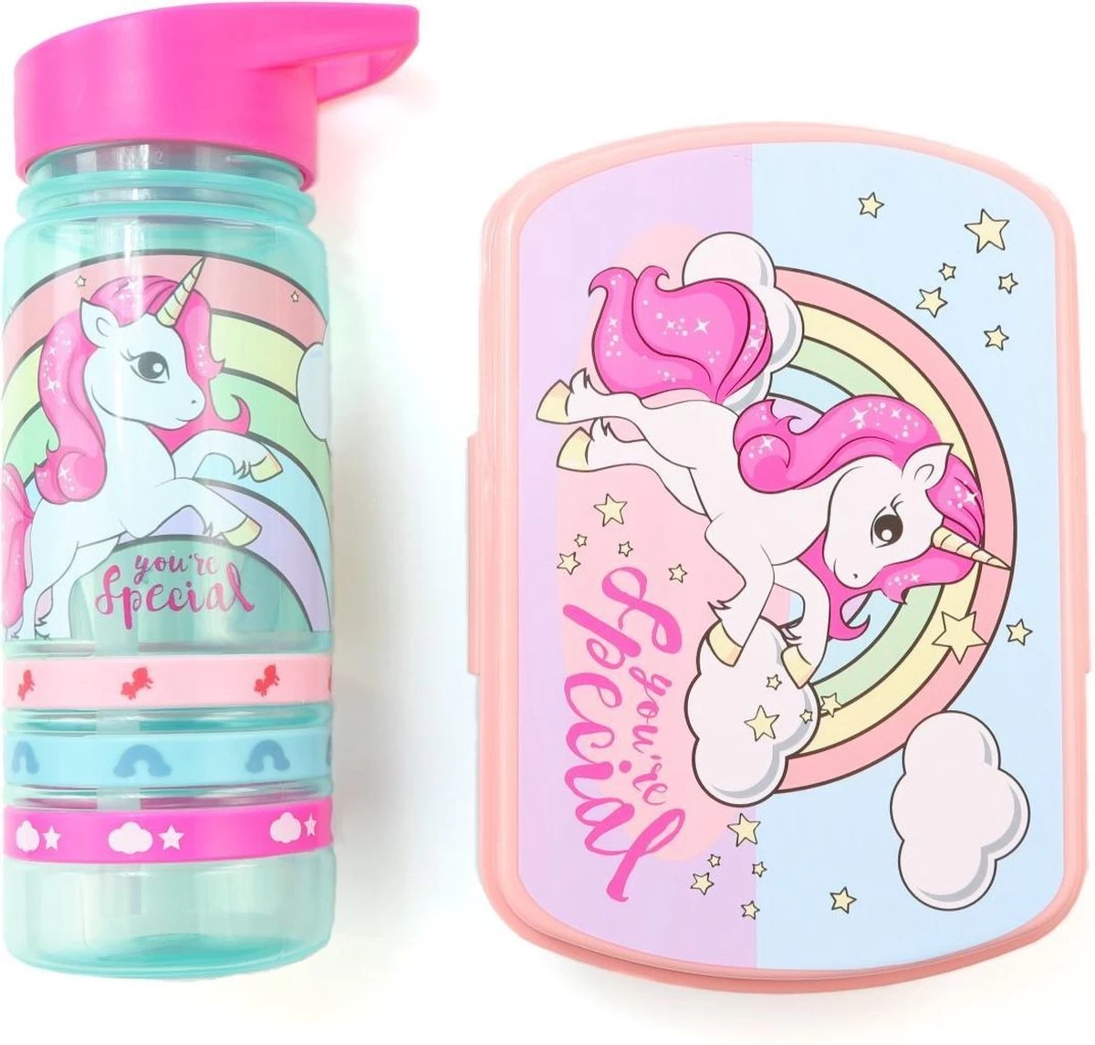 Unicorn Broodtrommel + PET Drinkfles Lichtblauw | Eenhoorn Lunchbox Set Voor Meisjes LS22 6 Unicorn Broodtrommel + PET Drinkfles Lichtblauw | Eenhoorn Lunchbox Set Voor Meisjes LS22 - Afbeelding 6