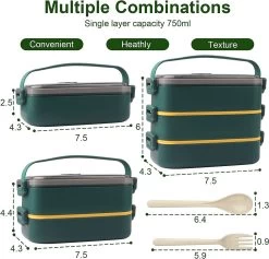 Lunchbox, Bento Box Voor Volwassenen Kinderen, Kinderlunchbox Met Compartimenten, 3-laags Lekvrije Bento-lunchbox Met Vork, Lepel, Geschikt Voor Lunchbox Voor Werk, Kantoor, School (2,25L Groen) 12 Lunchbox, Bento Box Voor Volwassenen Kinderen, Kinderlunchbox Met Compartimenten, 3-laags Lekvrije Bento-lunchbox Met Vork, Lepel, Geschikt Voor Lunchbox Voor Werk, Kantoor, School (2,25L Groen) -Voedselopslag Winkel 1200x1149 1