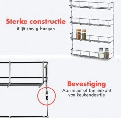 KitchenBrothers Ophangbaar Kruidenrek Voor 32 Kruidenpotjes - Spice Rack – Keuken Rek - Kruiden Organizer - Specerijen Opbergen - 4 Laags - 40 X 6.3 X 50 Cm - RVS 11 KitchenBrothers Ophangbaar Kruidenrek Voor 32 Kruidenpotjes - Spice Rack – Keuken Rek - Kruiden Organizer - Specerijen Opbergen - 4 Laags - 40 X 6.3 X 50 Cm - RVS -Voedselopslag Winkel 1200x1166 2
