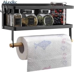 Merkloos Kruidenrek Zwart - Multifunctioneel Ophangbaar Keukenrek - Keukenrolhouder Zwart - Multifunctioneel Kruidenrek - Magnetisch Kruidenrek - Keuken Organizer - Koelkast Rek -Voedselopslag Winkel 1200x1168 1