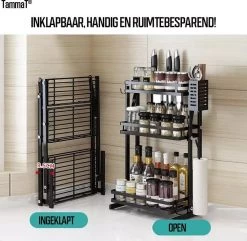 TammaT - Kruidenrek - Kruidenrek Staand - Inklapbare Keukenrek - 3-laags 35x21x56,5CM - Keuken Organizer - Aanrecht Organizer - Keuken Opslag - Roestvrij Staal - Opbergrek - Keuken Organizers - Roestvrij En Krasvrij 21 TammaT - Kruidenrek - Kruidenrek Staand - Inklapbare Keukenrek - 3-laags 35x21x56,5CM - Keuken Organizer - Aanrecht Organizer - Keuken Opslag - Roestvrij Staal - Opbergrek - Keuken Organizers - Roestvrij En Krasvrij -Voedselopslag Winkel 1200x1169