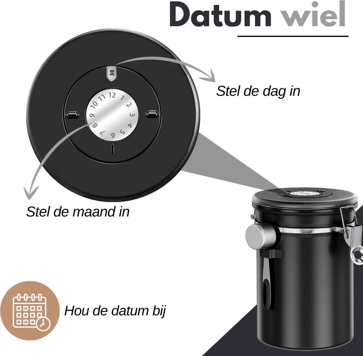 VAIVE Koffieblik - Koffiebus - Koffieblikbewaarblik - Bewaarbus Koffie - Voorraadpotten - Voorraadbussen - Voorraadbus -1.8L 2 VAIVE Koffieblik - Koffiebus - Koffieblikbewaarblik - Bewaarbus Koffie - Voorraadpotten - Voorraadbussen - Voorraadbus -1.8L - Afbeelding 2