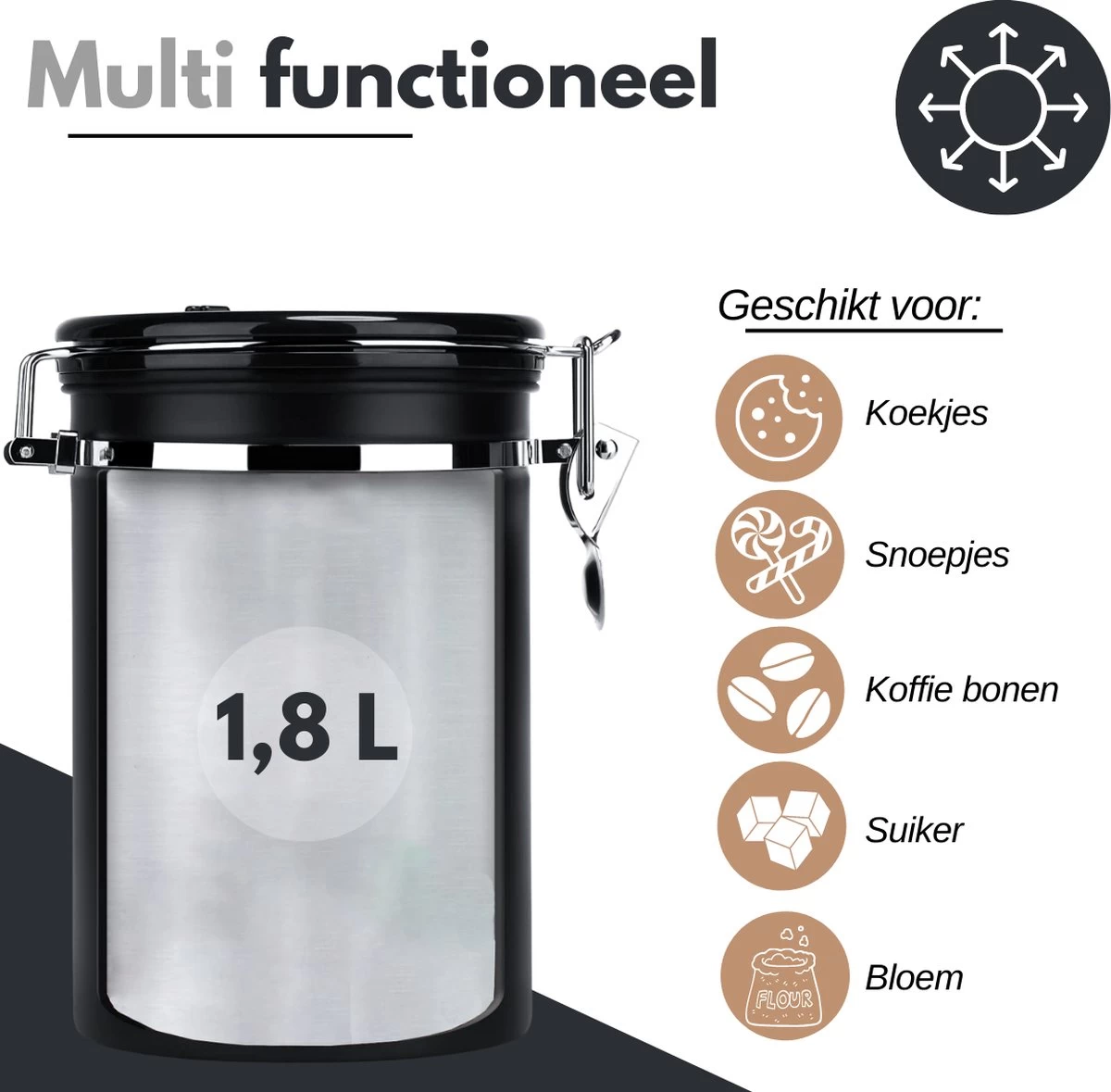 VAIVE Koffieblik - Koffiebus - Koffieblikbewaarblik - Bewaarbus Koffie - Voorraadpotten - Voorraadbussen - Voorraadbus -1.8L 3 VAIVE Koffieblik - Koffiebus - Koffieblikbewaarblik - Bewaarbus Koffie - Voorraadpotten - Voorraadbussen - Voorraadbus -1.8L - Afbeelding 3