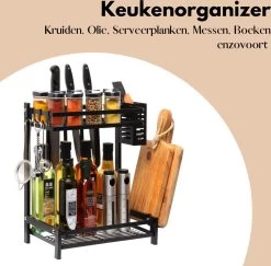 Pazzo Goods - Keuken Organizer - Keukenrek - Zwart - Metaal - 2 Laags - Multifunctioneel - Zwart - -Voedselopslag Winkel 1200x1181 2