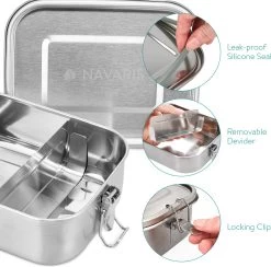 Navaris RVS Broodtrommel Met Verdeler - Meal Prep Bakje - Vershouddoos - Lunchbox - 17 X 13 X 6 Cm - Inhoud 0,8 Liter - Vaatwasbestendig 13 Navaris RVS Broodtrommel Met Verdeler - Meal Prep Bakje - Vershouddoos - Lunchbox - 17 X 13 X 6 Cm - Inhoud 0,8 Liter - Vaatwasbestendig -Voedselopslag Winkel 1200x1185