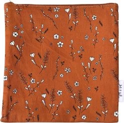 Jut & Julie - Boterhamzakje - Bruin Met Bloemen - 22x22cm - Herbruikbaar - Wasbaar - Duurzaam - Lunchzakje - Lunchtas - Lunchbox Volwassenen