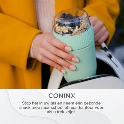 Coninx Yoghurtbeker To Go - Muesli Beker To Go - Lunchbeker - Mueslibeker 640ml (450ml+190ml) - Groen -Voedselopslag Winkel 1200x1200 124