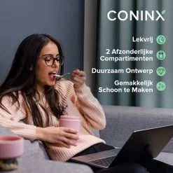 Coninx Yoghurtbeker To Go - Muesli Beker To Go - Lunchbeker - Mueslibeker 640ml (450ml+190ml) - Roze -Voedselopslag Winkel 1200x1200 138