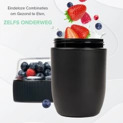 Coninx Yoghurtbeker To Go - Muesli Beker To Go - Lunchbeker - Mueslibeker 640ml (450ml+190ml) - Zwart -Voedselopslag Winkel 1200x1200 157