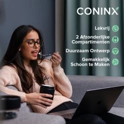 Coninx Yoghurtbeker To Go - Muesli Beker To Go - Lunchbeker - Mueslibeker 640ml (450ml+190ml) - Zwart -Voedselopslag Winkel 1200x1200 159