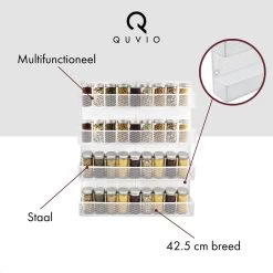 QUVIO Groot Kruidenrek - Staal - Wit - Ophangbaar - Voor 32 Kruidenpotjes - 4 Laags -Voedselopslag Winkel 1200x1200 182