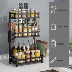 Koflergoods - Kruidenrek - Kruidenrek Staal - 3 Laags - Opbergrek - Keuken Organizer - Roestvrijstaal - Aanrecht Organizer -Voedselopslag Winkel 1200x1200 198