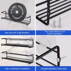 Merkloos Friendly Kitchen - Zwart Ophangbaar Kruidenrek - Modern Strak Kruidenrekje - Staal -Voedselopslag Winkel 1200x1200 200