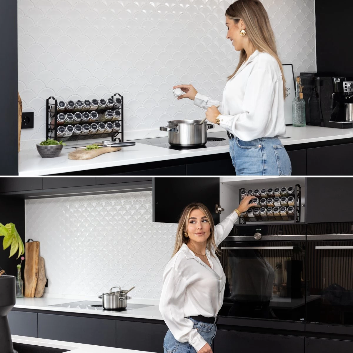 Deleca Kruidenrek Organizer Met 24 Kruidenpotjes - Vierkant - Strooideksel & Labels - Ophangbaar Of Staand - Industrieel / Zwart 3 Deleca Kruidenrek Organizer Met 24 Kruidenpotjes - Vierkant - Strooideksel & Labels - Ophangbaar Of Staand - Industrieel / Zwart - Afbeelding 3