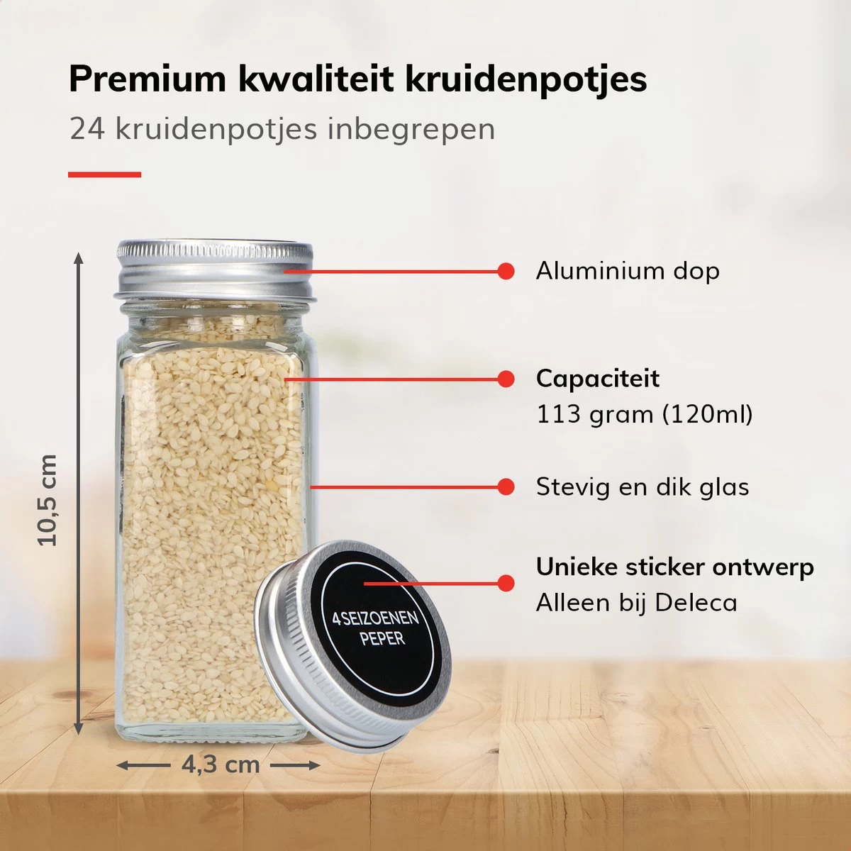 Deleca Kruidenrek Organizer Met 24 Kruidenpotjes - Vierkant - Strooideksel & Labels - Ophangbaar Of Staand - Industrieel / Zwart 6 Deleca Kruidenrek Organizer Met 24 Kruidenpotjes - Vierkant - Strooideksel & Labels - Ophangbaar Of Staand - Industrieel / Zwart - Afbeelding 6