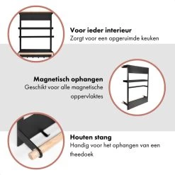 QUVIO Keukenrekje Van Metaal Magnetisch - Kruidenrek - Keuken Opbergrek Voor Kruiden, Handdoeken En Opscheplepels - Zwart 16 QUVIO Keukenrekje Van Metaal Magnetisch - Kruidenrek - Keuken Opbergrek Voor Kruiden, Handdoeken En Opscheplepels - Zwart -Voedselopslag Winkel 1200x1200 254