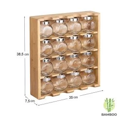 Merkloos Decopatent® Kruidenrekje Ophangbaar - Kruidenrek Inclusief 16 Kruidenpotjes - Bamboe Hout - 4 Laags -Voedselopslag Winkel 1200x1200 300