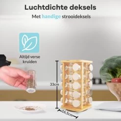 LuZana® Draaibaar Kruidenrek Staand Met Potjes - Bamboe- 20 Kruidenpotjes Met Strooideksel – Incl. Labels, Krijtstift En Trechter -Voedselopslag Winkel 1200x1200 311
