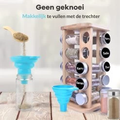 LuZana® Draaibaar Kruidenrek Staand Met Potjes - Bamboe- 20 Kruidenpotjes Met Strooideksel – Incl. Labels, Krijtstift En Trechter -Voedselopslag Winkel 1200x1200 315