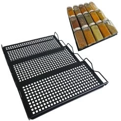 Schutzit - Kruidenrek Lade - Metaal - Zwart - 3 Lagen - Kruiden Organizer Liggend Ladeinzet