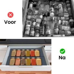 Kitchenful Kruidenrek Lade - Kruiden Organiser - 6 Stuks - Zwart - Verstelbaar - Metaal - Kruiden Opberger -Voedselopslag Winkel 1200x1200 341