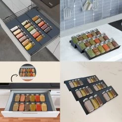 Kitchenful Kruidenrek Lade - Kruiden Organiser - 6 Stuks - Zwart - Verstelbaar - Metaal - Kruiden Opberger -Voedselopslag Winkel 1200x1200 343