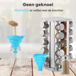 LuZana® Draaibaar Kruidenrek -RVS- Staand Met Potjes - 20 Kruidenpotjes Met Strooideksel – Incl. Labels, Krijtstift En Trechter -Voedselopslag Winkel 1200x1200 357