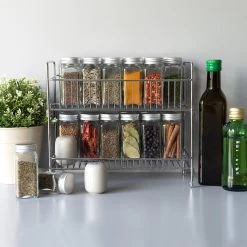 Navaris Stalen Kruidenrekje 2 Laags - Kruidenrek Staand - Rek Voor Kruidenpotjes En Glaasjes - Multifunctionele Organizer Voor Keuken En Badkamer -Voedselopslag Winkel 1200x1200 371