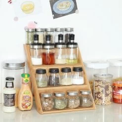 Merkloos Decopatent® Kruidenrekje Staand - Kruidenrek Voor 16 Tot 20 Kruidenpotjes - Hout - 4 Laags -Voedselopslag Winkel 1200x1200 393