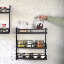 Soome Viljo - Kruidenrek Ophangbaar - Keukenrek - Wandrek - Keuken Organizer - 5 Laags - Verstelbaar - Staal - Zwart - H85xB42.5cm -Voedselopslag Winkel 1200x1200 399