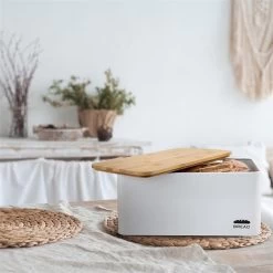 Oklahoma Broodtrommel Metaal 35,5x15,5x23 Cm Bamboe Deksel Snijplank -Voedselopslag Winkel 1200x1200 414