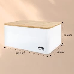 Oklahoma Broodtrommel Metaal 35,5x15,5x23 Cm Bamboe Deksel Snijplank -Voedselopslag Winkel 1200x1200 416