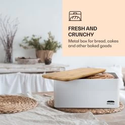 Oklahoma Broodtrommel Metaal 35,5x15,5x23 Cm Bamboe Deksel Snijplank -Voedselopslag Winkel 1200x1200 417