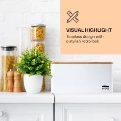 Oklahoma Broodtrommel Metaal 35,5x15,5x23 Cm Bamboe Deksel Snijplank -Voedselopslag Winkel 1200x1200 418