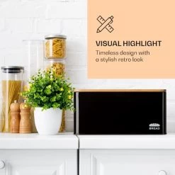 Klarstein Granrosi Oklahoma Broodtrommel - 35,5 X 15,5 X 23 Cm - Brooddoos Met Snijplank - Metaal & Bamboe 7 Klarstein Granrosi Oklahoma Broodtrommel - 35,5 X 15,5 X 23 Cm - Brooddoos Met Snijplank - Metaal & Bamboe -Voedselopslag Winkel 1200x1200 425