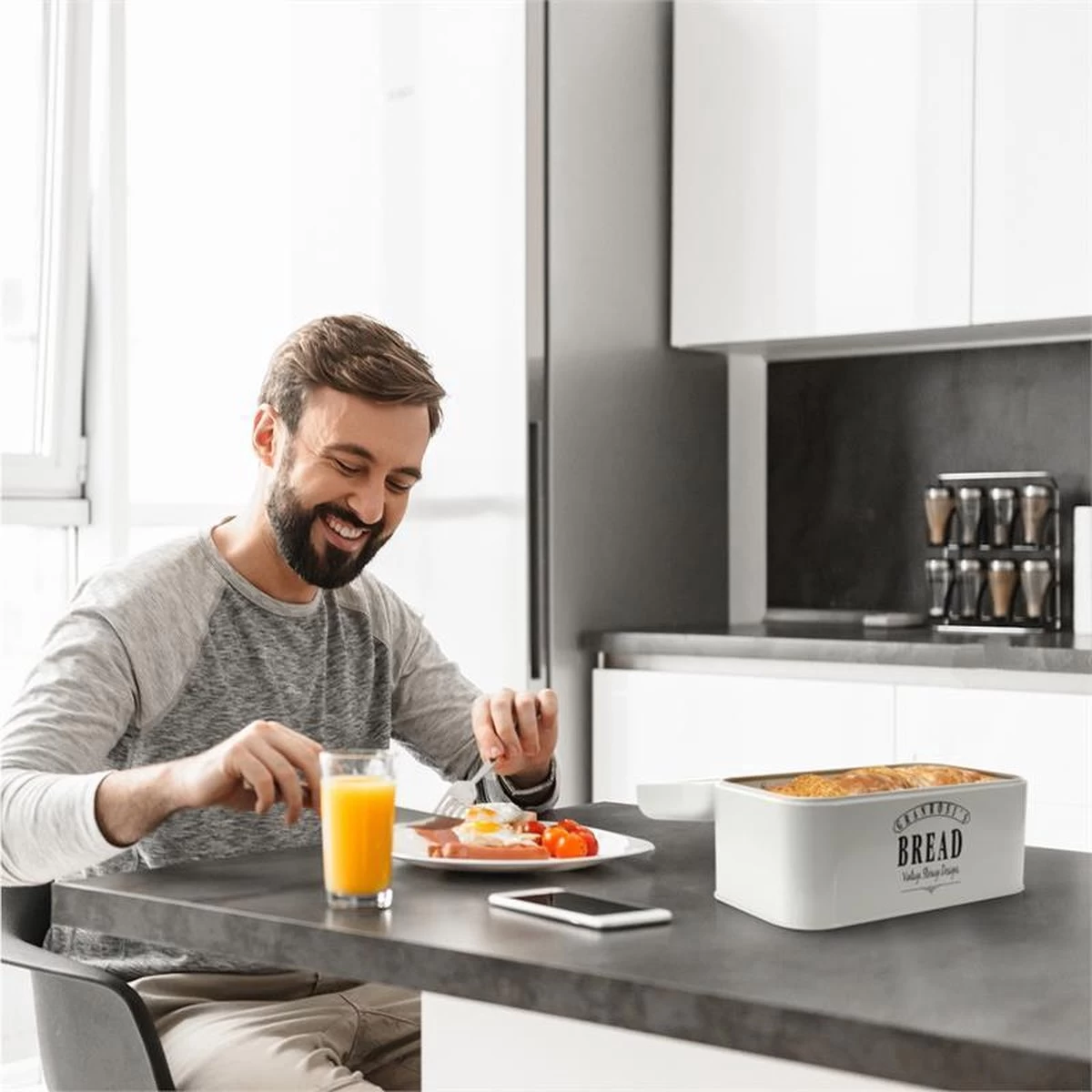 Delaware Broodtrommel Metaal 30 X 16 X 20,5 Cm Klapdeksel Ventilatiegaten 3 Delaware Broodtrommel Metaal 30 X 16 X 20,5 Cm Klapdeksel Ventilatiegaten - Afbeelding 3