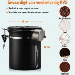 Koffie Bewaarbus Luchtdicht Met CO2 Uitlaat - Koffieblik Bewaarblik Voor 500 Gr Koffiebonen - Zwart - 1.2L -Voedselopslag Winkel 1200x1200 509