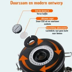 Koffie Bewaarbus Luchtdicht Met CO2 Uitlaat - Koffieblik Bewaarblik Voor 500 Gr Koffiebonen - Zwart - 1.2L -Voedselopslag Winkel 1200x1200 512
