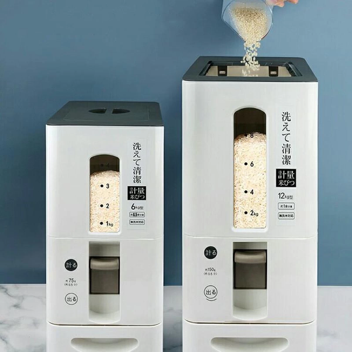 Merkloos TDR-Japans Rijst/Granen Container/Dispenser/ Opbergdoos - 6KG Inhoud - Wit 6 Merkloos TDR-Japans Rijst/Granen Container/Dispenser/ Opbergdoos - 6KG Inhoud - Wit - Afbeelding 6