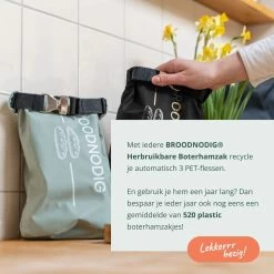 BROODNODIG® - Herbruikbare Boterhamzak - Van 100% Gerecyclede PET-flessen - Ideaal Als Diepvrieszakjes - Lunchzak - Herbruikbaar Boterhamzakje - Foodwrap - Lunchbox - 30x20cm - Zwart -Voedselopslag Winkel 1200x1200 593