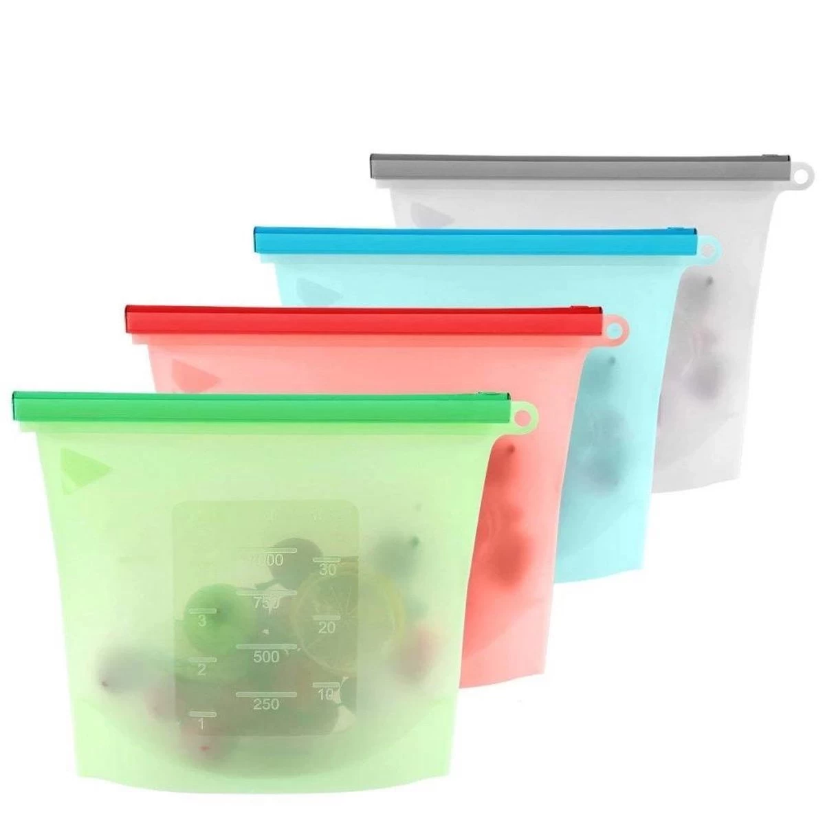 Siliconen Vershoudzakken - Set Van 8 ( 4x 1000ML + 4x 1500ML) -(Transparant, Rood, Groen, Blauw) - Duurzaam - Herbruikbaar - Vries & Hitte Bestendig - Meal Prep - Opbergzak Maatbeker Meal Prep Container 7 Siliconen Vershoudzakken - Set Van 8 ( 4x 1000ML + 4x 1500ML) -(Transparant, Rood, Groen, Blauw) - Duurzaam - Herbruikbaar - Vries & Hitte Bestendig - Meal Prep - Opbergzak Maatbeker Meal Prep Container - Afbeelding 7