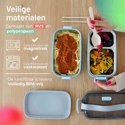 Triple J® Lunchbox - Broodtrommel - Lucht- & Lekvrij - Incl. Bestek - Magnetron & Vaatwasser Bestendig -Voedselopslag Winkel 1200x1200 71