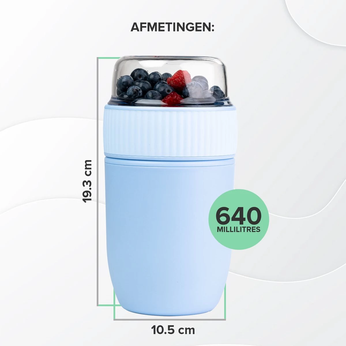Coninx Yoghurtbeker To Go - Muesli Beker To Go - Lunchbeker - Mueslibeker 640ml ( 450ml+190ml ) - Blauw 2 Coninx Yoghurtbeker To Go - Muesli Beker To Go - Lunchbeker - Mueslibeker 640ml ( 450ml+190ml ) - Blauw - Afbeelding 2