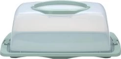 Merkloos Spesely® Pastel Groen Taart Bewaardoos Met Deksel En Inklapbare Handgrepen - Rechthoek - 39x19xH15cm - Vershouddoos - Transparant - Opbergdoos Taart - Taartdoos - Cakedoos - Taartdoos Met Deksel - Boîte à Gâteaux