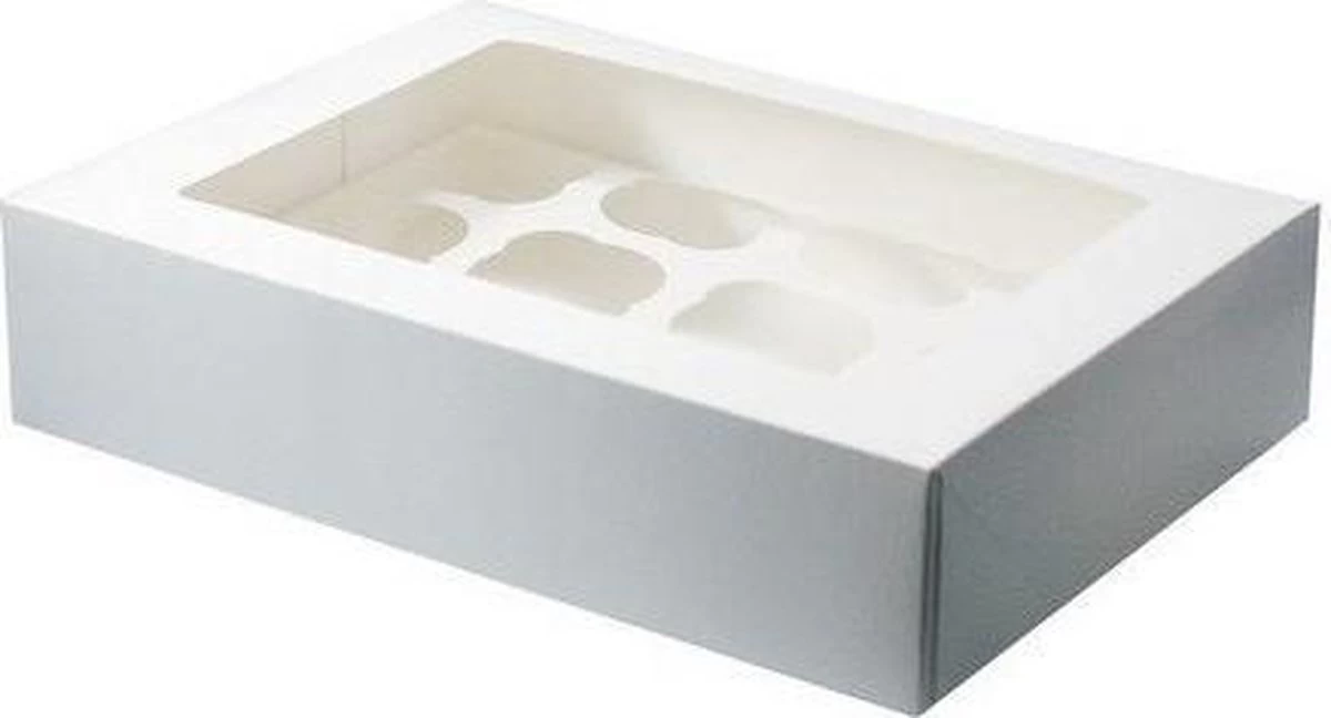 Brandnewcake Cupcake Doosje 12 Wit (incl. Tray Met Venster) 3st. 1 Brandnewcake Cupcake Doosje 12 Wit (incl. Tray Met Venster) 3st.