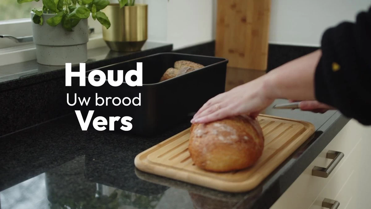 Gadgy Broodtrommel Met Bamboe Deksel – Brooddoos Met Snijplank - 36x19.5x11.5 Cm- Zwart 9 Gadgy Broodtrommel Met Bamboe Deksel – Brooddoos Met Snijplank - 36x19.5x11.5 Cm- Zwart - Afbeelding 9