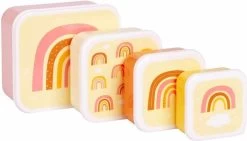A Little Lovely Company - Brooddoos - Broodtrommel - Lunch & Snack Box Set Van 4 - Regenbogen -Voedselopslag Winkel 1200x683