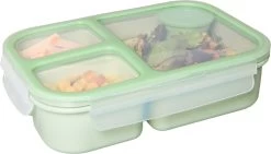 Lock&Lock Lunchbox - Bento Box - Salade Lunchbox - Met 3 Compartimenten - Met Dressing/Saus Bakje - Volwassenen En Kinderen - To Go - Lekvrij - BPA Vrij - 980 Ml - Groen -Voedselopslag Winkel 1200x685