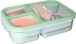 Lock&Lock Lunchbox - Bento Box - Salade Lunchbox - Met 3 Compartimenten - Met Dressing/Saus Bakje - Volwassenen En Kinderen - To Go - Lekvrij - BPA Vrij - 1,5 Liter - Groen -Voedselopslag Winkel 1200x694 1